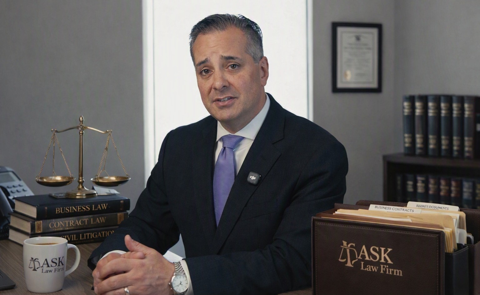 ASK Law Firm attorney reviewing a commercial contract with a business client