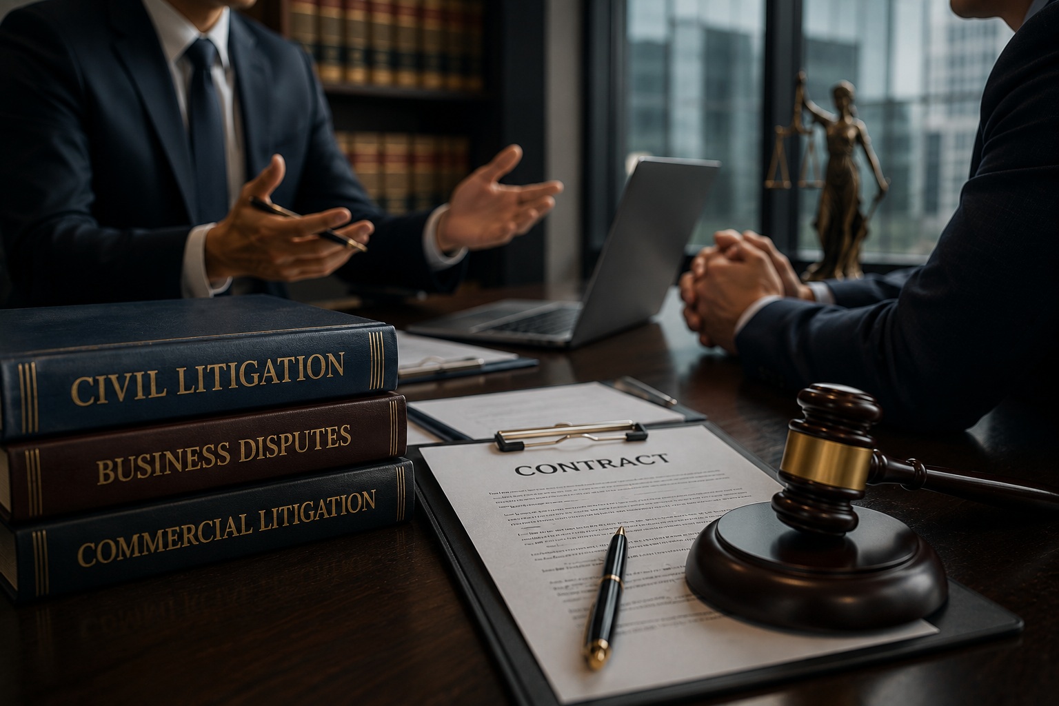 Business professionals involved in a commercial litigation matter